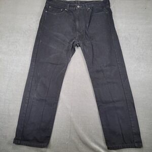 Levi's 505 Regular Fit Straight Leg Mens Black Denim Jeans Actual Sz 38x30